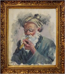SZTUKA PERSKA! IMPRESJONIZM, STARY CZŁOWIEK W TURBANIE - ALI CHITSAZ *1900
