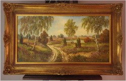 Panoramiczny stary obraz! Wrzosowe pola - Willi Hahn (1918-2003)