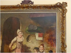 GOSPOSIA I BAWIĄCE SIĘ DZIECI - SCENA RODZAJOWA! DICKMEIS GERHARD (1918-1978r.)