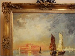 MORZE ŚRÓDZIEMNE, ŁODZIE Z WIDOKIEM NA WENECJĘ - HEINZ NEHREN *1919