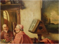 MALARSTWO RODZAJOWE! GEMÜTLICHE RUNDE - (Claüs BERNER XIX/XXw.) München