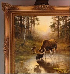 Kolekcjonerski rarytas! Łoś na mokradłach - oryg. Georg Majewicz (1897-1965) 