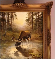 Kolekcjonerski rarytas! Łoś na mokradłach - oryg. Georg Majewicz (1897-1965) 