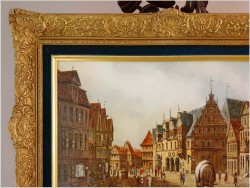 Mistrzowskie malarstwo! Widok na niemieckie przedmieście miasta, Celle - Klaus Rochel (*1936)