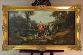 MALARZ ROKOKO! SCENA WYJAZDU NA POLOWANIE - Herbert ISENBERG *1930