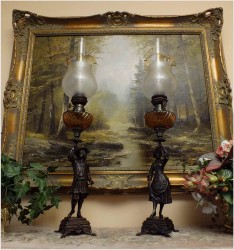 POLECAMY! SYGNOWANY KOMPLET (PARA) LAMP FIGURALNYCH Z FRANCJI!