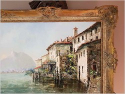 MALARSTWO SZPACHLOWE!!!  LAGO DI LUGANO GANDRIA - Constantino PROIETTO (1910-1979)