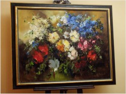 PAŁACOWE MALARSTWO! KWIATY W WAZONIE - Ingfried Paul HENZE-MORRO (1925-2013) CERTYFIKAT!