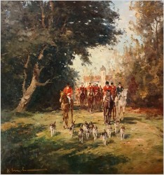 Wspaniałe malarstwo! Wyjazd na polowanie - Karl Mohr (1922-2013)