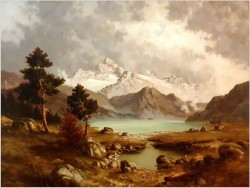 Warto zobaczyć! Widok alpejski z jeziorem - Jürgen Winter (1931-2010)