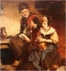 Scena rodzajowa we wnętrzu - Dickmeis Gerhard (1918 - 1978)