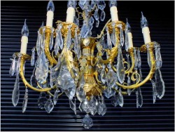 PAŁACOWY ŻYRANDOL MOSIĘŻNY Z KRYSZTAŁKAMI SWAROVSKIEGO - 12 PUNKTÓW OŚWIETLENIOWYCH (ANTYK!)
