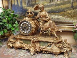 MEDALOWY WYJĄTKOWY ZEGAR FIGURALNY - BRĄZ (JAPY FRERES 1840r.) ZIELONY ONYX!