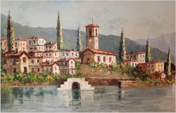 MALARSTWO SZPACHLOWE!!! LAGO MAGGIORE ASCONA - Constantino PROIETTO (1910-1979)