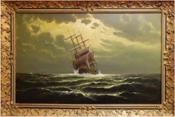 RARYTAS AUKCYJNY! ŻAGLOWIEC NA PEŁNYM MORZU - ERNST ALSEN (1920 - 1989)