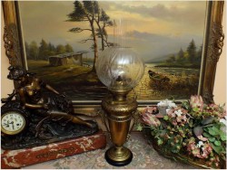 MOSIĘŻNA LAMPA NAFTOWA O PODSTAWIE MARMUROWEJ L&B *1883r.