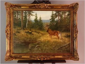 Malarstwo aukcyjnego malarza! Jeleń w lesie - George Majewicz (1897-1965)