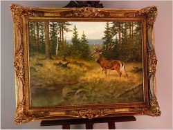 Malarstwo aukcyjnego malarza! Jeleń w lesie - George Majewicz (1897-1965)