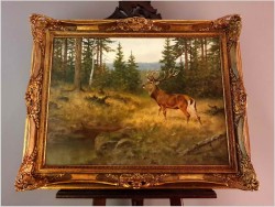 Malarstwo aukcyjnego malarza! Jeleń w lesie - George Majewicz (1897-1965)