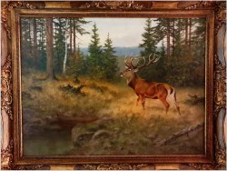 Malarstwo aukcyjnego malarza! Jeleń w lesie - George Majewicz (1897-1965)