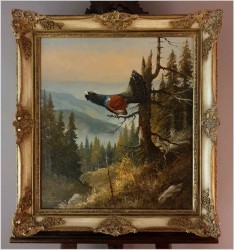 Niemieckie malarstwo aukcyjne! Głuszec na drzewie - Georg Wegener *1917