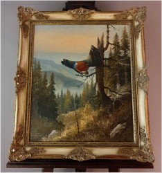 Niemieckie malarstwo aukcyjne! Głuszec na drzewie - Georg Wegener *1917