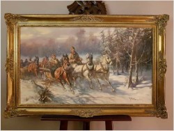 Kulig z Trojką - Jakub Michał Kasprowicz (1905 Zubrza pod Lwowem -1975 Komorów pod Warszawa)