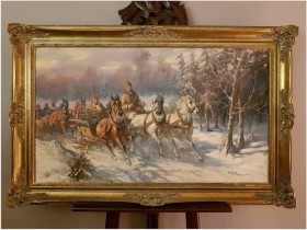 Kulig z Trojką - Jakub Michał Kasprowicz (1905 Zubrza pod Lwowem -1975 Komorów pod Warszawa)