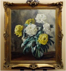 ARCYDZIEŁO! CHRYZANTEMY W SZKLANYM WAZONIE - Hermine ZAHNER (1912-1981)