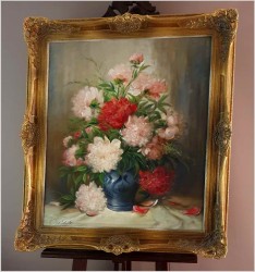 Malarstwo aukcyjne! Pałacowy bukiet Piwonii ~ Nicole Parisini *1924