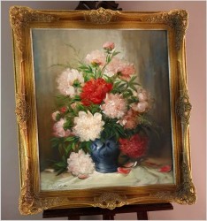 Malarstwo aukcyjne! Pałacowy bukiet Piwonii ~ Nicole Parisini *1924