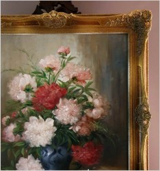 Malarstwo aukcyjne! Pałacowy bukiet Piwonii ~ Nicole Parisini *1924