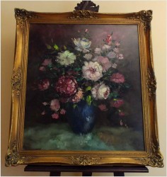 RARYTAS! KWIATY W NIEBIESKIM  WAZONIE ~ Prof.Adjez BAHMAN (1941)