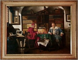 Aukcyjne malarstwo! Partia szachów u Kardynała - Curt Bruckner *1896