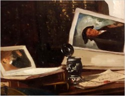 Aukcyjne malarstwo! Partia szachów u Kardynała - Curt Bruckner *1896