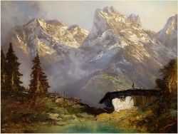 POLECAMY! KRAJOBRAZ ALPEJSKI! - HERBERT UERPMANN, ( Barmen 1911 - 1996 Düsseldorf)