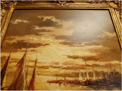 ŁODZIE NA MORZU - Hayr XXw. - (piękny nokturn XXw.)