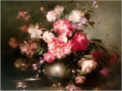 Pałacowe kwiaty w wazonie - Kömpöczi Balogh Endre (Budapest 1911-1977)