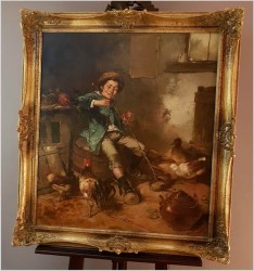 Chłopiec, Kury i Kaczki- Dickmeis Gerhard (Heinsberg 1918 - 1978 Jülich) 