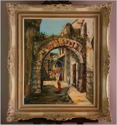 Stare malarstwo orientalne! Szpachla, Uliczkami Marakeszu - Constantino PROIETTO (1910-1979)