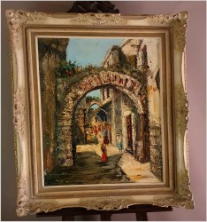 Stare malarstwo orientalne! Szpachla, Uliczkami Marakeszu - Constantino PROIETTO (1910-1979)