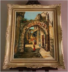 Stare malarstwo orientalne! Szpachla, Uliczkami Marakeszu - Constantino PROIETTO (1910-1979)