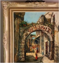 Stare malarstwo orientalne! Szpachla, Uliczkami Marakeszu - Constantino PROIETTO (1910-1979)