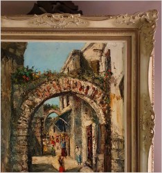 Stare malarstwo orientalne! Szpachla, Uliczkami Marakeszu - Constantino PROIETTO (1910-1979)