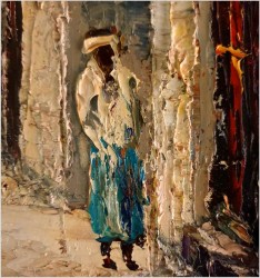 Stare malarstwo orientalne! Szpachla, Uliczkami Marakeszu - Constantino PROIETTO (1910-1979)