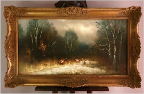 Malarstwo aukcyjne! Kuropatwy i bażanty na polanie - Prof. Arnold Schatz (1929-1999) 