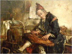 UWAGA, WYPRZEDAŻ KOLEKCJI! STARUSZEK GRAJĄCY NA CYTRZE  - DICKMEIS GERHARD (1918 – 1978)