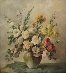 Duża kompozycja róż i kwiatów polnych - Hedwig Petermann (1877-1919)