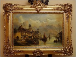 HOLLÄNDISCHE HAFENSTADT - HENRI CARNIER, Karl Kaufmann (Österreich, 1843–1901/05)