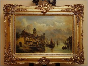 HOLLÄNDISCHE HAFENSTADT - HENRI CARNIER, Karl Kaufmann (Österreich, 1843–1901/05)